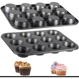 12 Gözlü Teflon Çelik Kek Kalıbı | Profesyonel Muffin Kalıbı | Yapışmaz 12’li Fırın Kalıbı