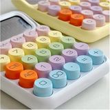 12 Haneli Geniş LCD Ekran Yuvarlak Düğme Sevimli Şeker Renkli Hesap Makinesi Beyaz