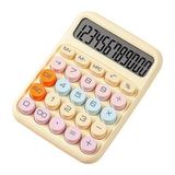 12 Haneli Geniş LCD Ekran Yuvarlak Düğme Sevimli Şeker Renkli Hesap Makinesi Sarı