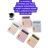 12 Haneli Yuvarlak Tuşlu Hesap Makinesi 12X16 cm 1 Adet Karma Renkli Kullanım İçin