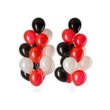 12 Inç 50 Adet Metalik Kırmızı-pastel Siyah-metalik Beyaz Balon+5 mt balon zinciri