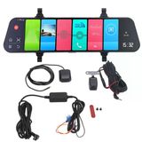 12 İnç Aynalı Araç Kamerası Ön Ve Arka, Dikiz Aynası Kamerası, 1080P Fhd Dokunmatik Ekran Wifi Döngü Kaydı, G Sensörü Park Monitörü, Çift Ekranlı Yedek Sürüş Kaydedici