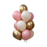 12 İnç Krom Gold- Deniz Kumu- Pembe 10 Adet Balon Pembe - Beyaz