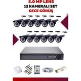 12 Kameralı Set - 5mp Sony Lensli Full Hd Gece Görüşlü Güvenlik Kamerası Sistemi - G6YL4YLV8C - rENK