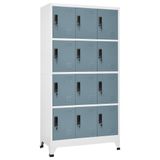 12 kapılı çelik saklama dolabı 90 x 45 x 180 cm, açık ve koyu gri, ofis, koridor veya yatak odası için ideal depolama çözümü, dayanıklı, güvenli ve yer tasarrufu sağlayan tasarım