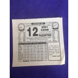 12 Kasim 2001 Takvim Yapragi - Nostalji Koleksiyonluk Takvim Yapragi B