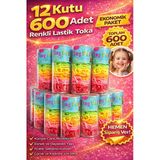 12 Kutu 600 Adet Renkli Lastik Toka Seti Karışık Renkli Saç Lastiği Çocuk Kadın Saç Tokası