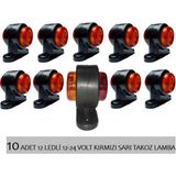 12 Ledli Mini Takoz Lamba - Kırmızı Sarı 10 Adet 12-24 Volt