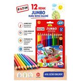 12 Li Jumbo Kuru Boya Kalemi 1 Paket Fatih Kalın 12 Renk Jumbo Kuruboya Tam Boy Renkli Kalem Karton Kutu Kolay Tutuş