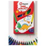 12 Li Jumbo Kuru Boya Kalemi Karton Kutu 1 Paket Fixpoint Kalın 12 Renk Jumbo Kuruboya Tam Boy Renkli Kalem