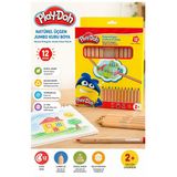 12 Li Jumbo Kuru Boya Kalemi Naturel Karton Kutu 1 Paket Play-Doh Kalın 12 Renk Jumbo Kuruboya Tam Boy Renkli Kalem