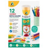 12 Li Jumbo Kuru Boya Kalemi Teneke Kutu 1 Paket Adel Kalın 12 Renk Jumbo Kuruboya Tam Boy Renkli Kalem