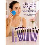 12 Li Makyaj Fırça Seti Kaş Düzeltme Cihazı Ve Yüz Temizleme Cihazı 3 Lü Kadın Güzellik Ve Bakım Seti