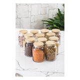 12 Li Set Bambu Kapaklı Cam Kavanoz & Erzak Saklama Kabı 800 ml Orta Boy ( Vakum Kapak ) - Renkli - Belirtilmemiş
