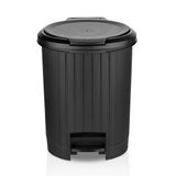 12 Litre Bas Aç Kapaklı Çöp Kovası - Click Kapak Pedallı Çöp Kovası Banyo Mutfak Çöp Kovası (Siyah)