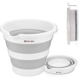 12 Litre Katlanabilir Kova - Akordiyon Katlanır Kova - Gri - 32.5 x 27.5 x 6 cm - Pp+ Tpr