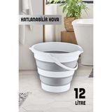 12 Litre Katlanabilir Kova Katlanır Akordiyon Su Kovası ve Banyo Açık Gri - 0315 Gri - 1 lt
