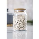 12 Lü Set Bambu Kapaklı Cam Kavanoz & Erzak Saklama Kabı 800 ml Orta Boy ( Vakum Kapak )