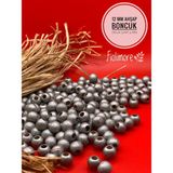 12 mm Ahşap Boncuk (50 gr 87 Adet)Geniş Delik Çapı 5 mm Makrome Çanta Bileklik Takı Tahta Renkli - Gümüş Gri