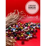 12 mm Ahşap Boncuk (50 gr 87 Adet)Geniş Delik Çapı 5 mm Makrome Çanta Bileklik Takı Tahta Renkli - Karışık Renk