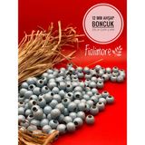 12 mm Ahşap Boncuk (50 gr 87 Adet)Geniş Delik Çapı 5 mm Makrome Çanta Bileklik Takı Tahta Renkli - Mavi