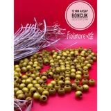 12 mm Ahşap Boncuk (50 gr 87 Adet)Geniş Delik Çapı 5 mm Makrome Çanta Bileklik Takı Tahta Renkli - Sarı