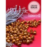 12 mm Ahşap Boncuk (50 gr 87 Adet)Geniş Delik Çapı 5 mm Makrome Çanta Bileklik Takı Tahta Renkli - Turuncu