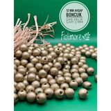 12 mm Ahşap Boncuk (50 Gram 78 Adet) Dar Delik Çapı 3 mm Makrome Çanta Bileklik Takı Renkli - Altın Sarı