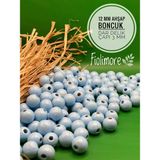 12 mm Ahşap Boncuk (50 Gram 78 Adet) Dar Delik Çapı 3 mm Makrome Çanta Bileklik Takı Renkli - Mavi