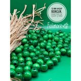 12 mm Ahşap Boncuk (50 Gram 78 Adet) Dar Delik Çapı 3 mm Makrome Çanta Bileklik Takı Renkli - Yeşil