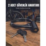 12 Mm Çelik Halat Bisiklet Kilidi 80 Cm Anahtarlı Güvenlik Kilidi Pvc Kaplamalı Scooter Elektrikli Bisiklet