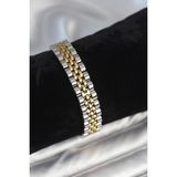 12 Mm Kalınlıkta Gold Ve Gümüş Renkli Erkek Bileklik (316L Çelik)