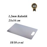 1,2 Mm Paslanmaz Çelik / Metal Kesme Tahtası 304 Kalite 23x34 Cm 18/10 Cr-ni Gümüş