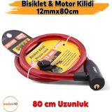 12 Mm X 80 Cm Çelik Halatlı Asma Kilit – Bisiklet, Motosiklet, Scooter Güvenlik Kilidi + 2 Anahtar