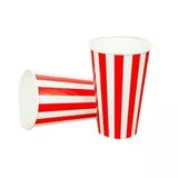 12 Oz Kırmızı Beyaz Çizgi Desenli 50 Adet Karton Bardak