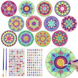 12 paket Diwali parti iyilik DIY zanaat seti Diwali LED mum ışığı Mandalalar bitmemiş ahşap kesikler boya sanat ışık festivali Deepavali boyama zanaat hint yeni yıl dekor etkinlik malzemeleri