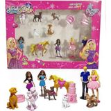 12 Parça Barbie Figür Seti - Barbie Karakter Seti Barbie Ken Figür Kız Figür Oyuncak Evcilik Oyuncak
