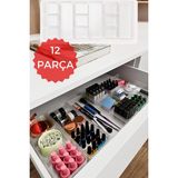 12 Parça Çok Amaçlı Çekmece Içi Organizer Seti, Şık ve Fonksiyonel Düzen - Altın