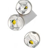12 Parça Limonlu Çay Seti Limon Dekorlu Çay Bardağı ve Gold Porselen Çay Tabağı - Standart - Renkli