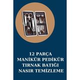 12 Parça Manikür Pedikür Seti Özel Deri Çanta El Ayak Bakımı Akne ve Sivilce Temizleme - Seçenek