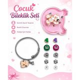 12 Parça Özel Kutulu Figürlü Ayıcık Sevimli Bileklik Aksesuar Seti Kız Çocukları Için El Becerisi Tasarım Paslanmaz Çelik Hediyelik Çocuk Takı
