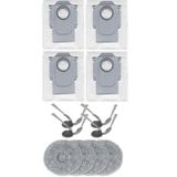 12 Parça Roborock ile Uyumlu Qrevo Curv,Curv 2 PRO,Qrevo C/X/EDGE Robot Süpürge Mop Paspas Bez,Yan Fırça,Toz Torbası Yedek Parça Seti