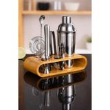 12 Parçalı Paslanmaz Çelik Kokteyl Shaker Seti, 750 ml, Ahşap Standlı, Jigger ve Bar Tokmağı Dahil