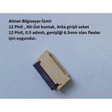12 Pin 0.5 Adımlı Flex Soketi Ffc Konnektörü Arka Girişli 12-0.5-Arka