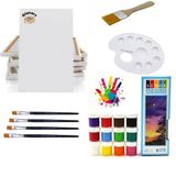 12 Renk Akrilik Boya Seti 25X35 Tuval İpek Fırça Seti 12X20 Ml