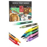 12 Renk Akrilik Markör Keçeli Kalem 1 Adet 12 Li Acrylic Marker Taş Cam Metal Seramik Plastik Tuval Ahşap 0.7-1 Cm