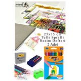 12 Renk Bic Kuru Boya 25X35 Cm Telli Spralli Resim Defteri Hamur Silgi Kalemtraş 15 Yaprak Resim Defteri Kuruboya Kalem