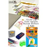 12 Renk Bic Kuru Boya 35X50 Cm Telli Spralli Resim Defteri Hamur Silgi Kalemtraş 15 Yaprak Resim Defteri Kuruboya Kalem