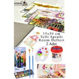 12 Renk Brons Sulu Boya 35X50 cm Telli Spralli Resim Defteri Resim Paleti Resim Fırçası Temizleme Kabı Suluboya Okul - Çok Renkli - Standart