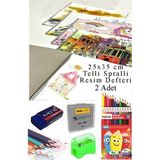 12 Renk Fatih Kuru Boya 25X35 cm Telli Spralli Resim Defteri Hamur Silgi Kalemtraş 15 Yaprak Resim Defteri Kuruboya - Çok Renkli - Tam Boy - 25x35cm